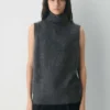 Camiseta de cuello alto holgada de cachemira cepillada