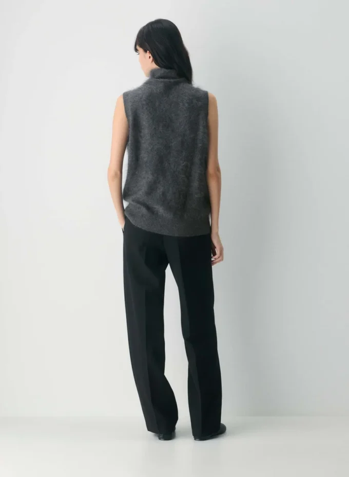 Camiseta de cuello alto holgada de cachemira cepillada