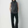 Camiseta de cuello alto holgada de cachemira cepillada
