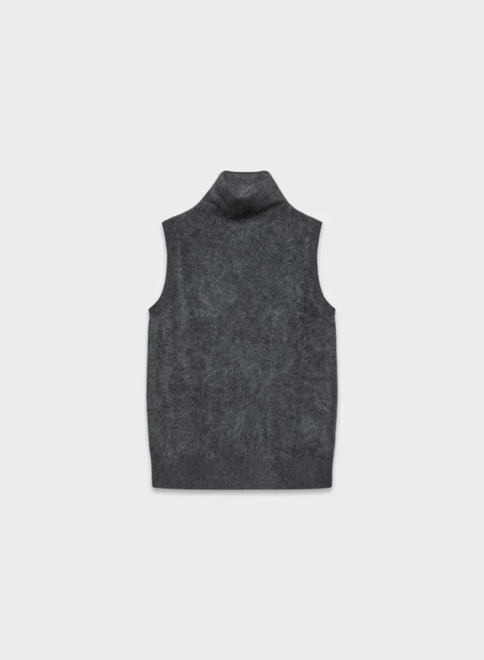 Camiseta de cuello alto holgada de cachemira cepillada
