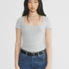 Camiseta de cuello cuadrado HomeStretch™ Rib