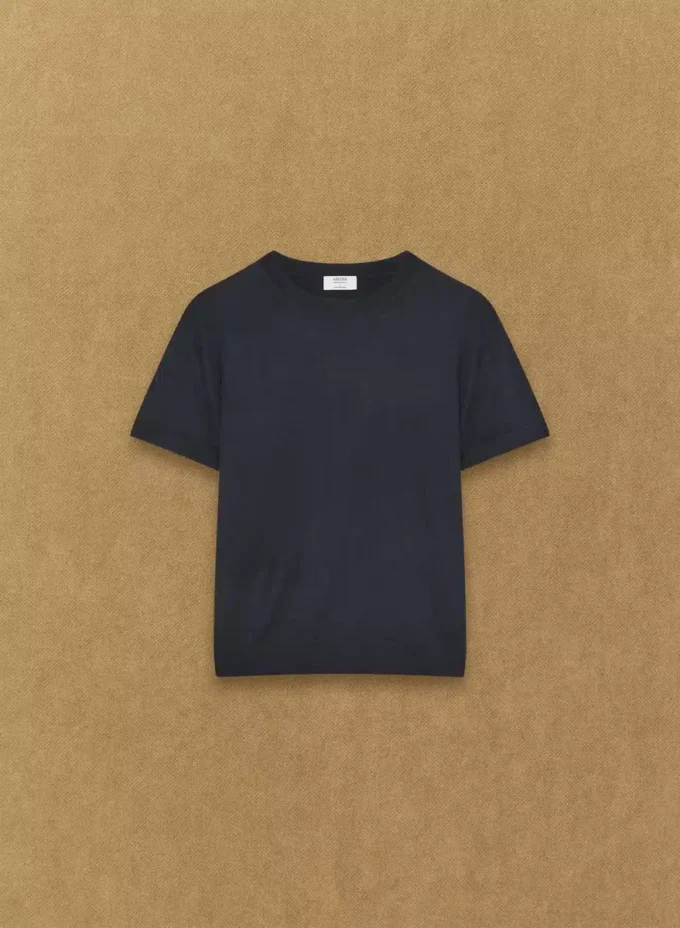 Camiseta de cuello redondo de lana merino