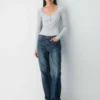 Camiseta de manga larga con cuello henley HomeStretch™ Rib