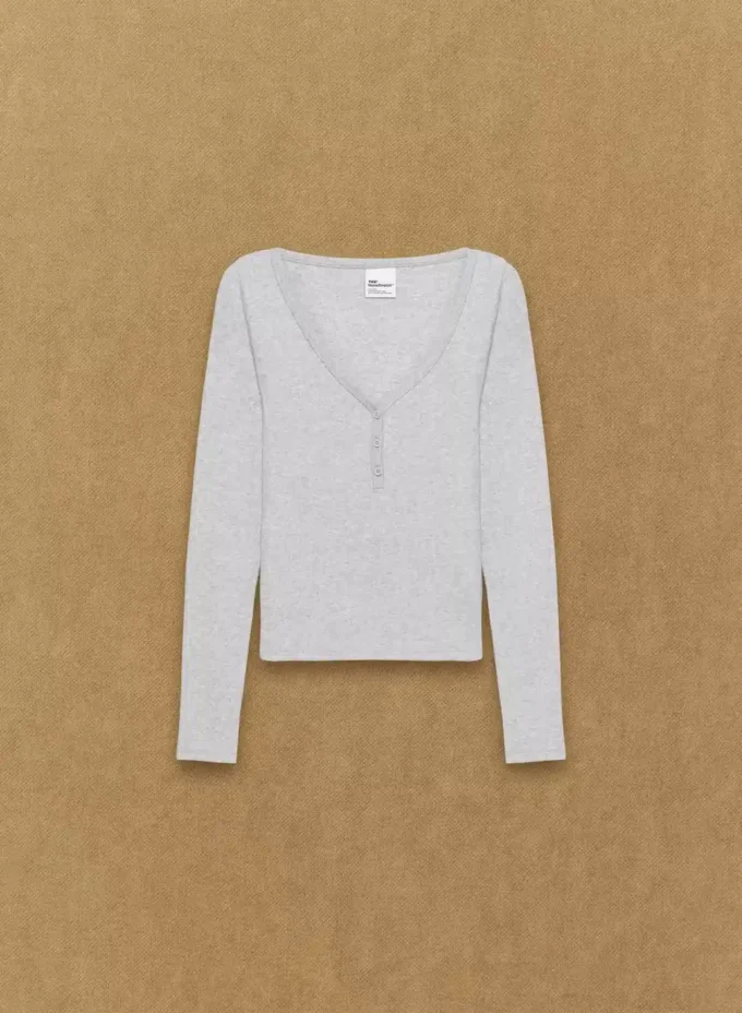 Camiseta de manga larga con cuello henley HomeStretch™ Rib