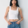 Camiseta sin mangas con cuello cuadrado y cuello acanalado HomeStretch™ Camiseta sin mangas con cuello cuadrado y cuello acanalado HomeStretch™