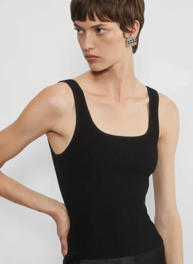 Camiseta sin mangas con cuello cuadrado y tejido Sculpt Knit