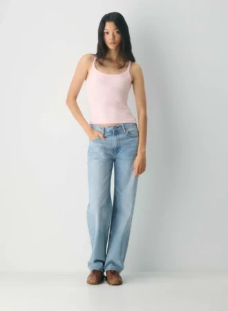 Camiseta sin mangas con cuello redondo y tejido acanalado HomeStretch™