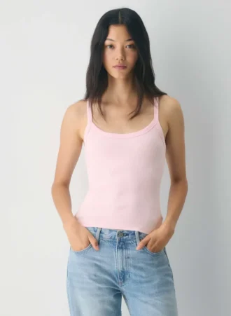 Camiseta sin mangas con cuello redondo y tejido acanalado HomeStretch™