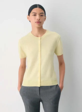 Cardigan de manga corta con cuello redondo de cachemira Bare Cashmere