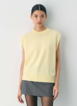 Chaleco de cuello redondo relajado Essential Cashmere