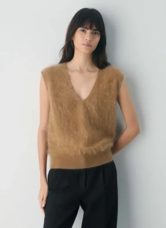 Chaleco de jersey de cachemira cepillada