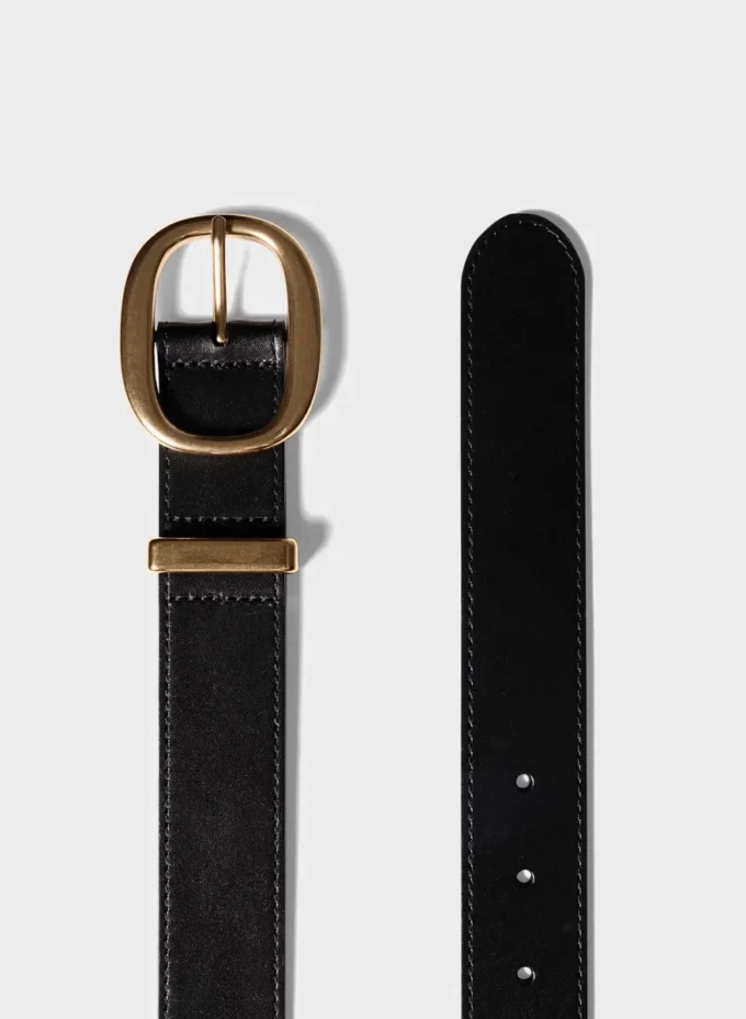 Cinturón ancho de cuero liso y latón macizo Lifetime