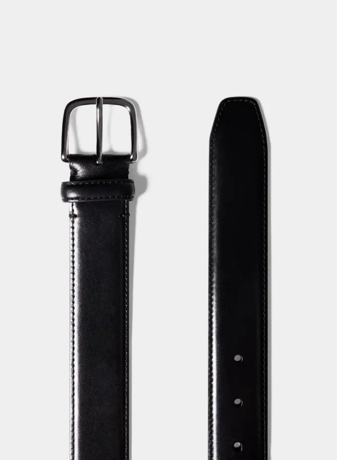 Cinturón ancho de cuero y latón macizo Essential