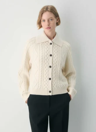 Cárdigan con cuello de lana merino Heritage Knit