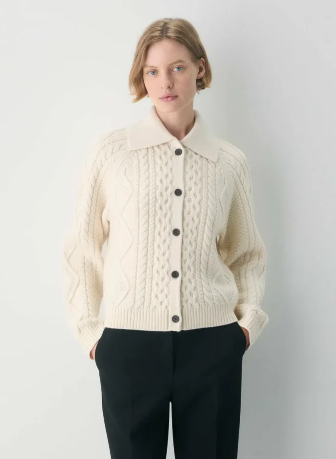 Cárdigan con cuello de lana merino Heritage Knit