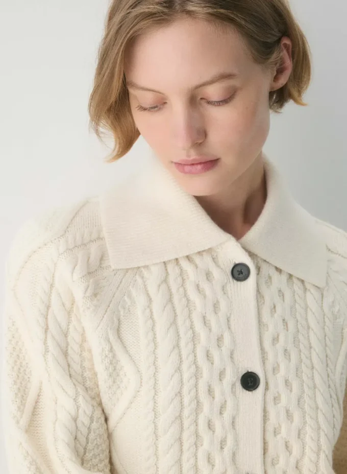 Cárdigan con cuello de lana merino Heritage Knit