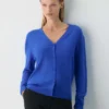 Cárdigan con cuello en V de lana merino Bare