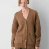 Cárdigan de cuello en V de lana merino gruesa