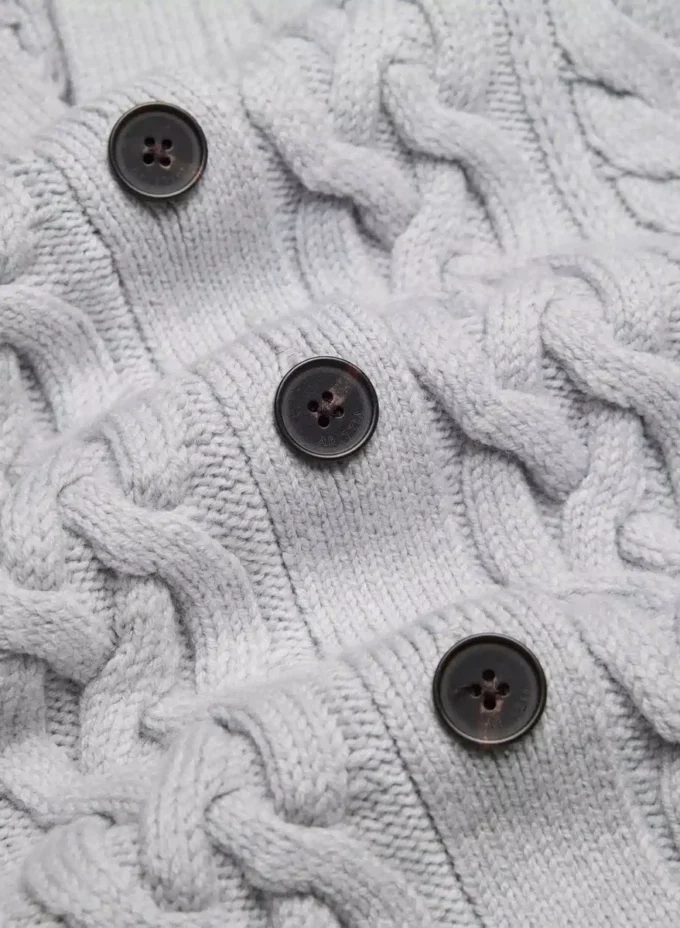 Cárdigan de cuello en V de lana merino Heritage Knit