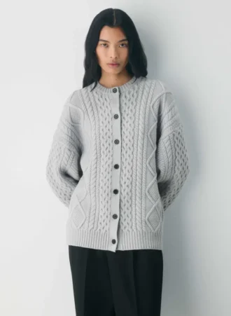 Cárdigan de cuello redondo de lana merino Heritage Knit