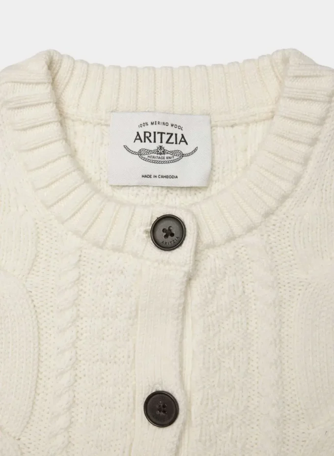 Cárdigan de cuello redondo de lana merino Heritage Knit Cárdigan de cuello redondo de lana merino Heritage Knit