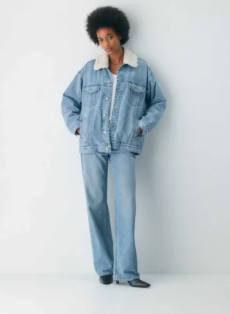 Denim Forum Chaqueta vaquera vintage de sherpa de los 90