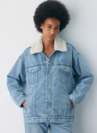 Denim Forum Chaqueta vaquera vintage de sherpa de los 90