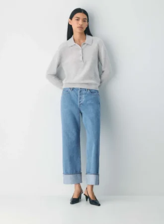 Denim Forum Los vaqueros vintage de talle bajo con vuelta de los años 90