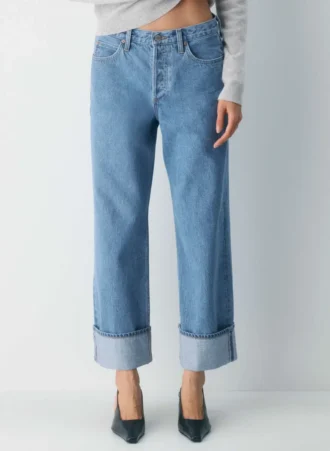 Denim Forum Los vaqueros vintage de talle bajo con vuelta de los años 90