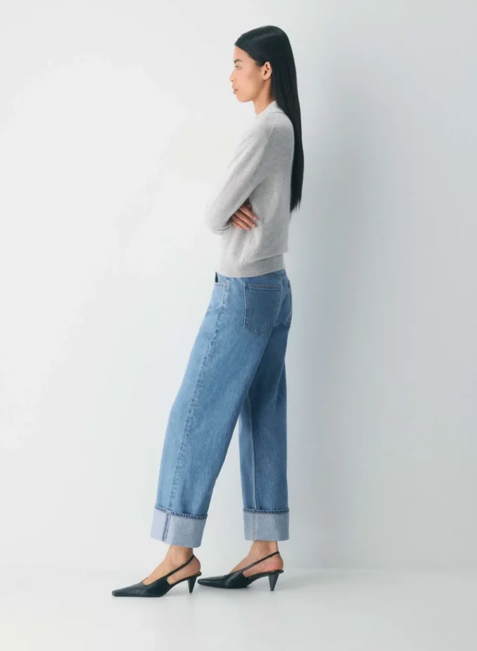 Denim Forum Los vaqueros vintage de talle bajo con vuelta de los años 90 Denim Forum Los vaqueros vintage de talle bajo con vuelta de los años 90