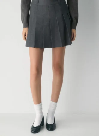 Falda micro plisada de oliva