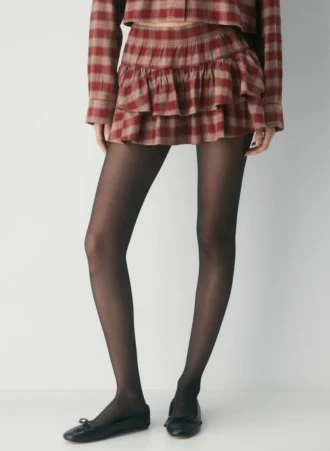 Falda pantalón de franela con volantes