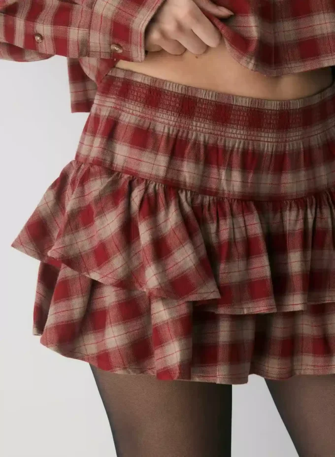 Falda pantalón de franela con volantes Falda pantalón de franela con volantes