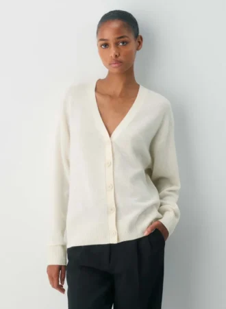 Feather Cashmere Cárdigan holgado con cuello en V