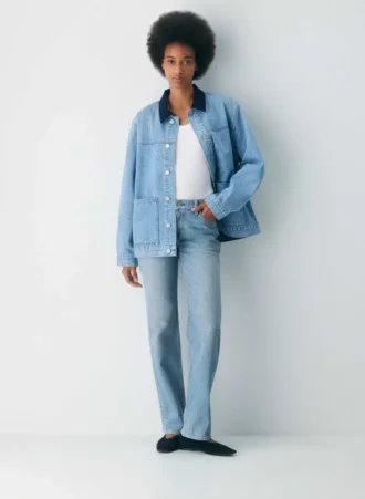 Foro sobre denim Vaqueros rectos de talle super bajo Nico