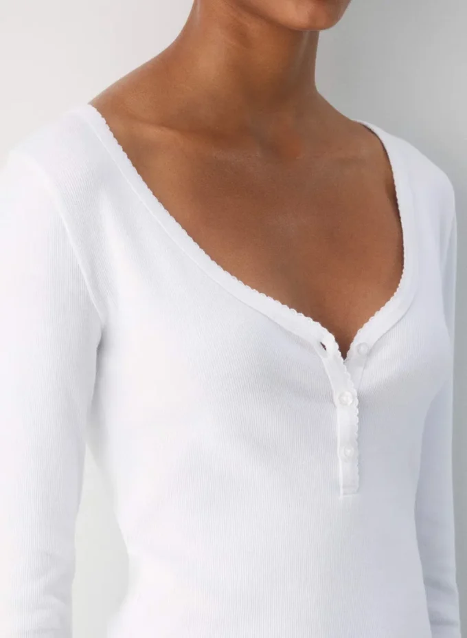 HomeStretch™ Rib Camiseta Henley de manga larga con encaje HomeStretch™ Rib Camiseta Henley de manga larga con encaje