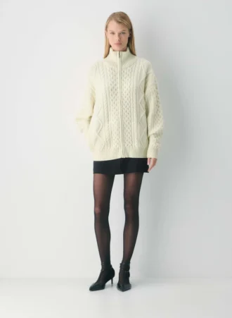 Jersey de cuello alto con cremallera Heritage Knit Merino Wool Jersey de cuello alto con cremallera Heritage Knit Merino Wool