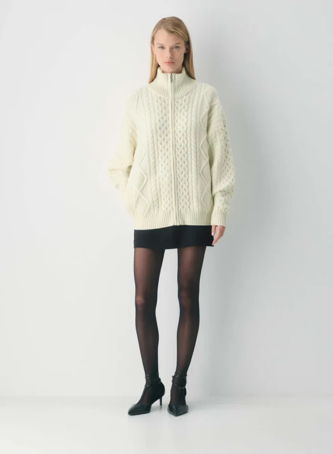 Jersey de cuello alto con cremallera Heritage Knit Merino Wool Jersey de cuello alto con cremallera Heritage Knit Merino Wool