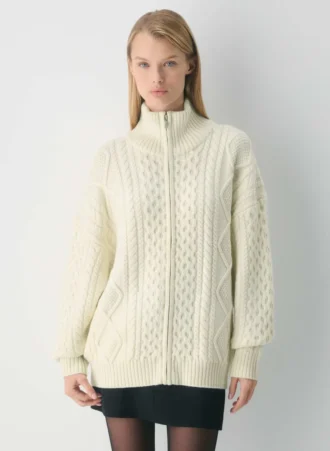 Jersey de cuello alto con cremallera Heritage Knit Merino Wool Jersey de cuello alto con cremallera Heritage Knit Merino Wool