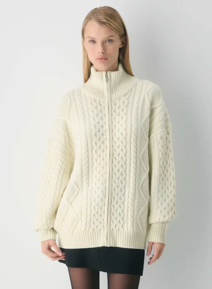 Jersey de cuello alto con cremallera Heritage Knit Merino Wool Jersey de cuello alto con cremallera Heritage Knit Merino Wool