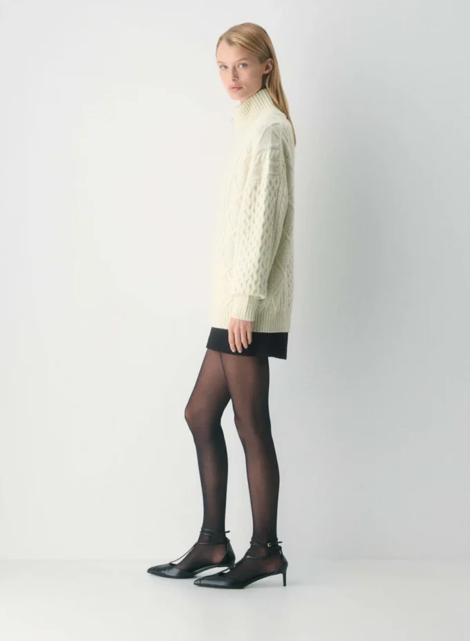 Jersey de cuello alto con cremallera Heritage Knit Merino Wool Jersey de cuello alto con cremallera Heritage Knit Merino Wool