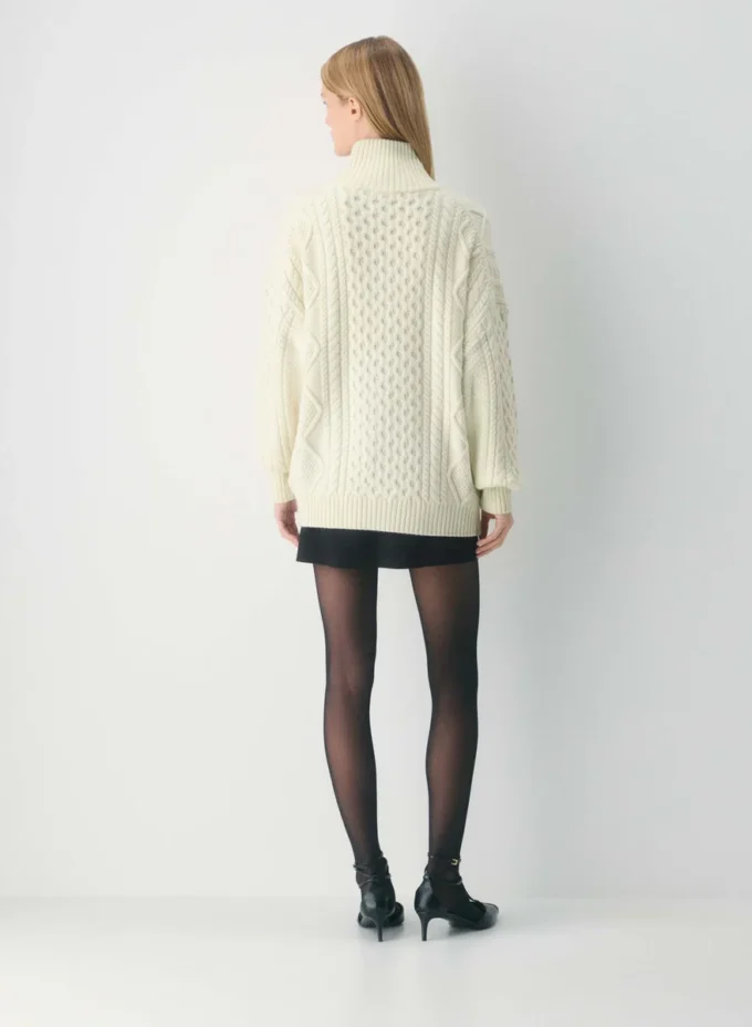 Jersey de cuello alto con cremallera Heritage Knit Merino Wool Jersey de cuello alto con cremallera Heritage Knit Merino Wool