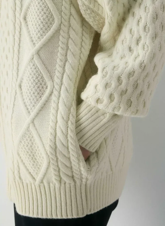 Jersey de cuello alto con cremallera Heritage Knit Merino Wool Jersey de cuello alto con cremallera Heritage Knit Merino Wool