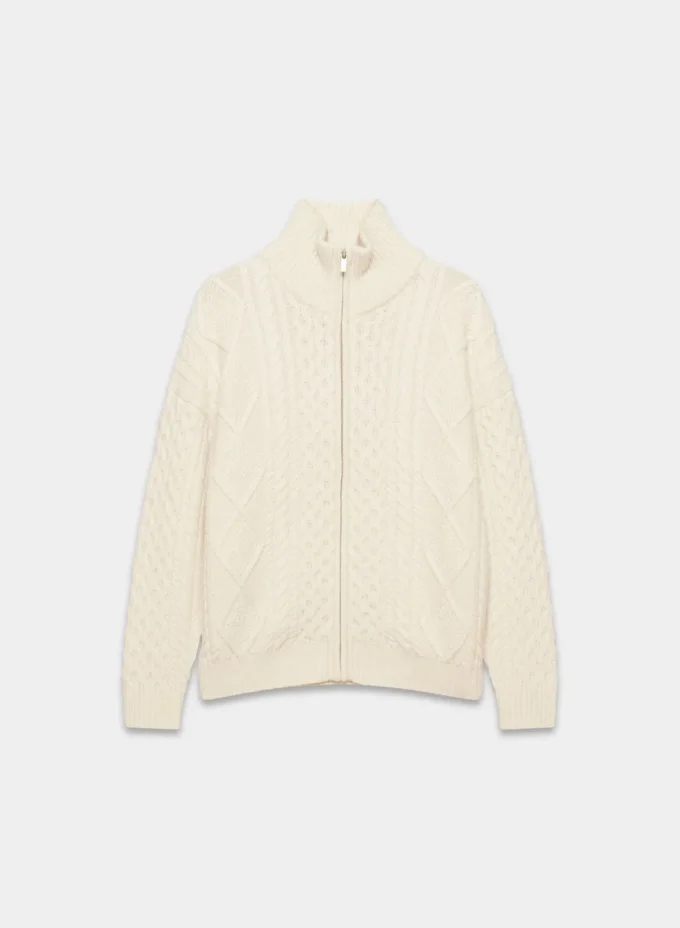 Jersey de cuello alto con cremallera Heritage Knit Merino Wool Jersey de cuello alto con cremallera Heritage Knit Merino Wool