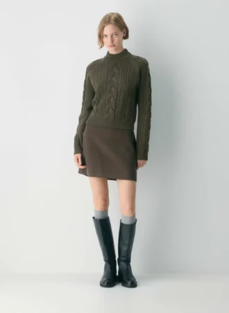 Jersey de cuello alto de manga larga Heritage Knit Merino Wool Jersey de cuello alto de manga larga Heritage Knit Merino Wool