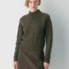 Jersey de cuello alto de manga larga Heritage Knit Merino Wool Jersey de cuello alto de manga larga Heritage Knit Merino Wool