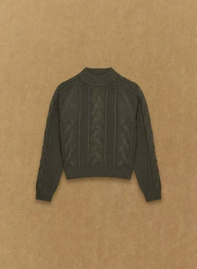Jersey de cuello alto de manga larga Heritage Knit Merino Wool Jersey de cuello alto de manga larga Heritage Knit Merino Wool