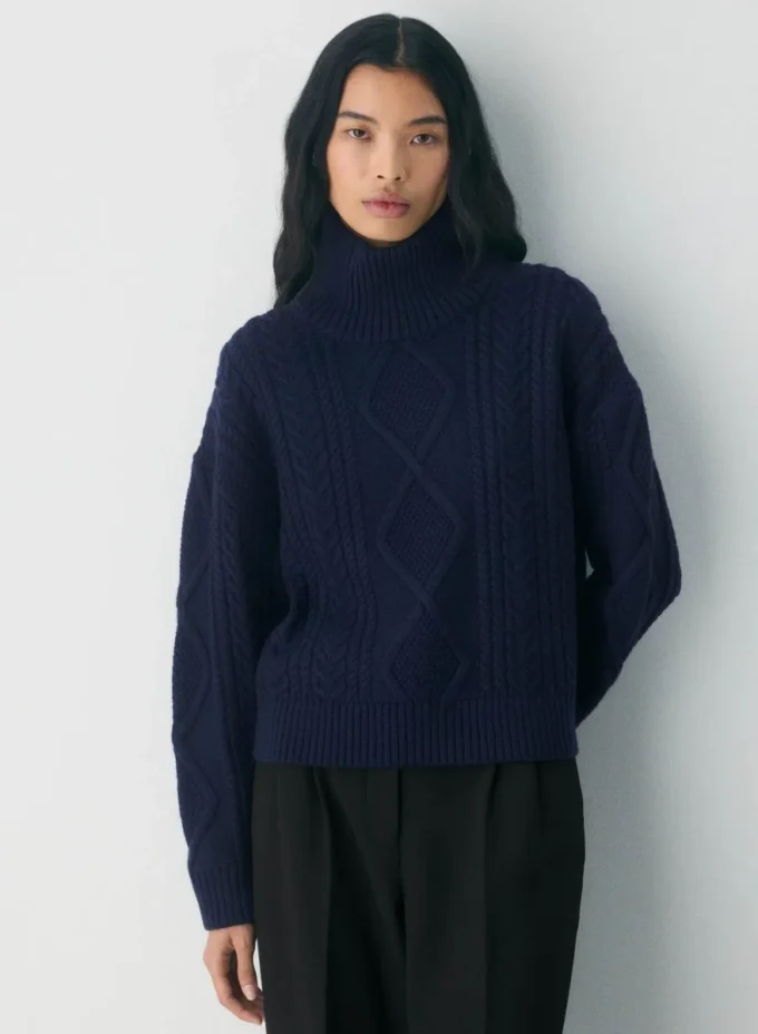 Jersey de cuello alto Heritage Knit Merino Wool Hi-hip Jersey de cuello alto Heritage Knit Merino Wool Hi-hip