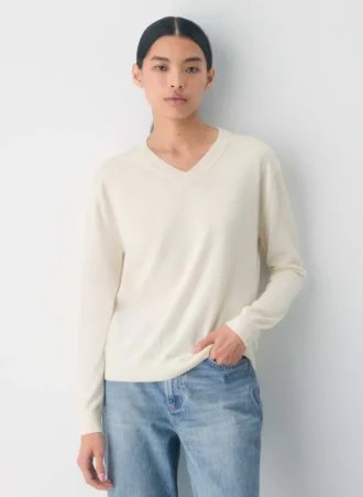 Jersey de cuello en V de lana merino