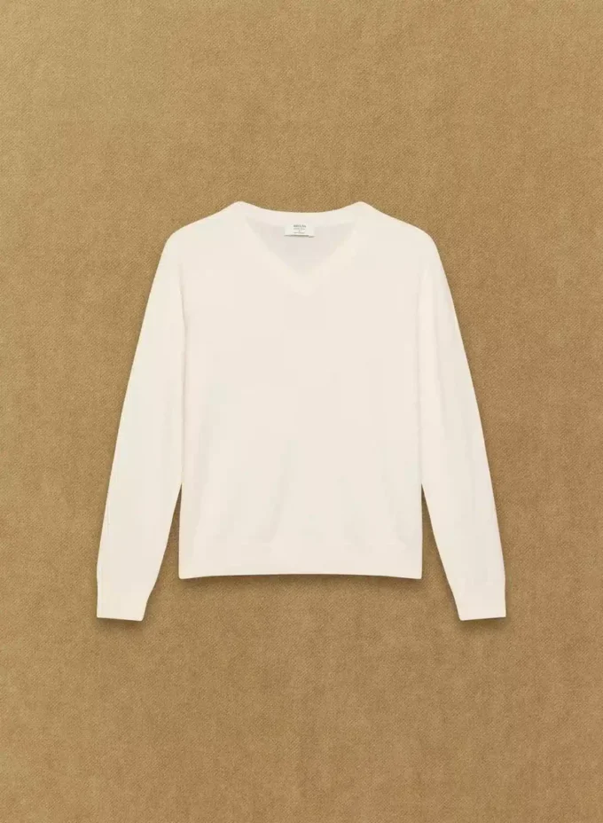 Jersey de cuello en V de lana merino